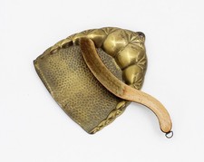 antikes Tischkehrset Schaufel & Krümelbürste Metall Messing goldfarben