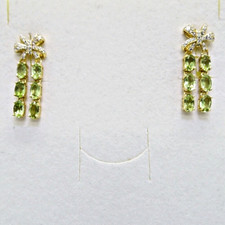 Peridot CZ Ohrringe Ohrstecker SCHLEIFE 925 Silber 750 Gelbgold vergoldet