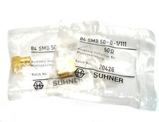 2x Huber+Suhner Platinen-Steckverbinder 84 SMB 50-0-1/111, 50 Ohm, Winkel, NOS