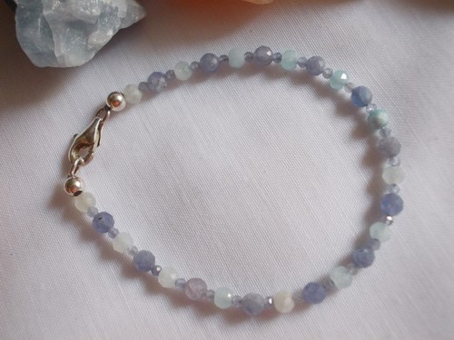 Tansanit aquamarin armband - tansanit,,
