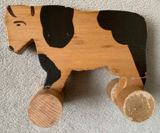Alte Holz Kuh auf Rollen -