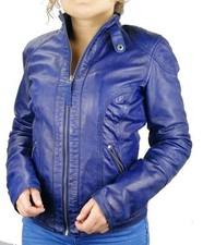 neue blaue damen lederjacke