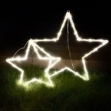 Große XXL LED Acryl Outdoor Sterne Timer Batteriebetrieb stehend/hängend Ø 57 cm