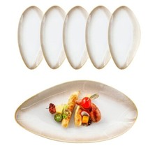 Speiseteller 6er Set ovale Essteller aus Keramik Geschirr Set Tafel große Teller