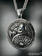 Wikinger Krieger Schild Axt Anhänger Edelstahl Kette Herren Schmuck Biker 242B