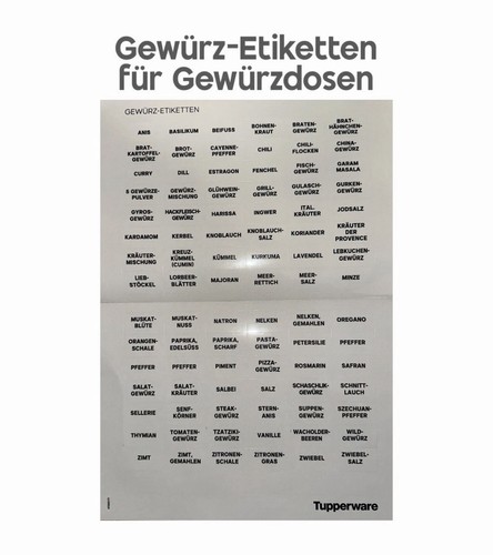 Tupperware gewürz etiketten - tupperware,