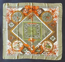 Hermès 90 Seidentuch Jardin des Coptes grün Schal Foulard Carré Hermes