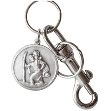 Metall Schlüsselanhänger Relief Christophorus Gute Fahrt Karabiner Schlüsselring