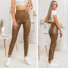 Leggins Hose Kunstleder Leggings Unifarben Casual Damen Mix BOLF Lederoptik