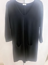 Orig GERRY WEBER Kleid 42 44 Schwarz Shirtkleid Taschen fester Stoff Weich