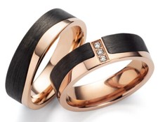 Eheringe Verlobungsring Trauringe Titan Carbon Diamant 0,045 ct w/si Partnerring