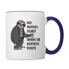 Faultier Wer Montags Lächelt Witzig Tasse zweifarbig