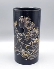 Rosenthal Porzellan Vase, Porcelaine noir Sammuramat, vergoldet, Wiinblad, 19 cm