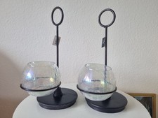  ♥ 2 Stück Windlicht Metall Glas Garten Leuchte Terrasse Teelicht Kerzen KY Neu 