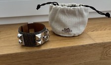 Hermès Collier de Chien Lizard Leder Echtleder Palladium Armband S