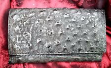 Geldbörse  Brieftasche Leder Damen  Straußenleder  schwarz  Vintage