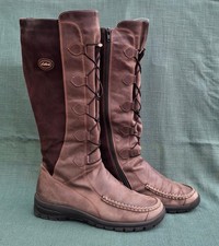 Remonte Winterstiefel Damen Gr.40 aus Fett- und Nubukleder, taupe/dunkelbraun