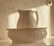 Antike Wasch  Garnitur Waschset Lavabo Schüssel Krug Villeroy und Boch V&B