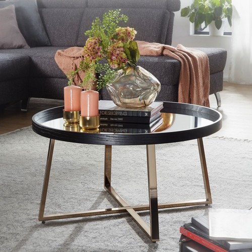 Finebuy couchtisch rund gold - rund,