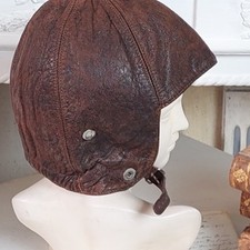 Lederkappe, Fliegerkappe, braunes Leder