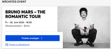 2x Bruno Mars Konzert Tickets