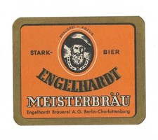 Bieretikett "MEISTERBRÄU" Engelhardt Brauerei A. G.  Berlin - Charlottenburg