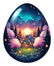 Aquarell Ostern Fee Haus