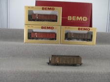 Bemo H0m 7455 100 Güterwagen Set 4-teilig Stahlwand-Hochbordwagen der RhB in OVP