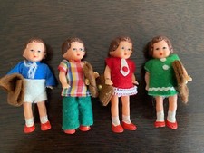 Puppenhaus Figuren Ca. 8 Cm Weichplastik 60er Jahre Kleinpüppchen 4 Stck,