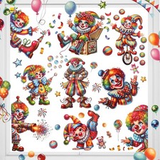 Witzige Clown Fensterbilder -