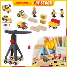 Baustellenfahrzeuge Holzspielzeug Bagger und Kran für Kinder Geschenk Spielzeug