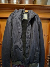 Herren Winterjacke Gefüttert Kapuze Teddyfell Schwarz XL 