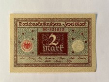 Darlehensschein, 2 Mark, Notgeld, Inflation, Deutsches Reich, Inflationsgeld