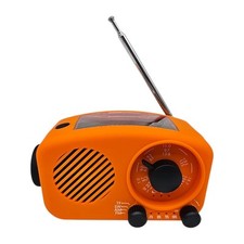 Solar Radio mit Lampe Powerbank Orange Dynamo Kurbel 2000mAh Camping 