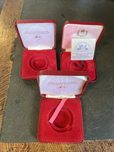 Leder krone münzboxen - 3x,