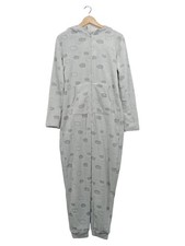 YIGGA Kinder Schlafanzug Overall mit Kapuze Wolkenmuster Grau Gr. 164