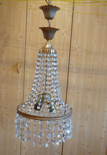 Antiker Kronleuchter, Deckenlampe, Hängelampe Messing Kristall