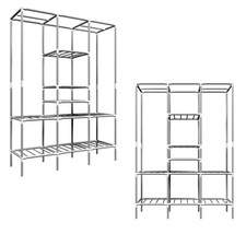 XL Kleiderschrank Metall Regal System Kleiderstange 178x128x44,5cm Faltschrank