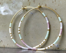 Creolen Pastel Perlen vergoldet Miyuki handgefertigt groß Boho Geschenk Frau