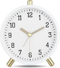 Lafocuse Klassisch Metall Wecker Analog ohne Ticken Milchweiß Lautlos 11cm