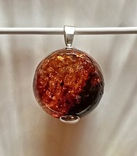 Silber 925 Bernstein Anhänger tlw. roh Kugel ca. 17 mm Durchm ca. 3,7 g. Unikat