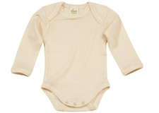 ALANA Schurwollbody Langarm-Body aus Bio-Wolle und Seide, natur, Gr. 86/92, NEU