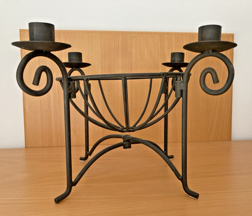 Metallkerzenständer mit korb - mit,