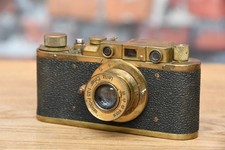 Russischer Leica II Kamera Nachbau gold messing #112093 + Elmar 5cm 3,5 Objektiv