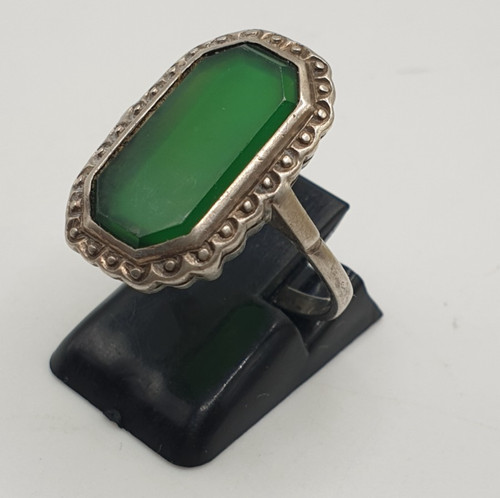 Ring silber 835 - grüner, stein
