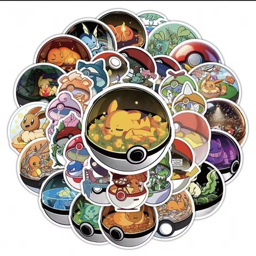 50x pokeball pokemon sticker - pokemon,