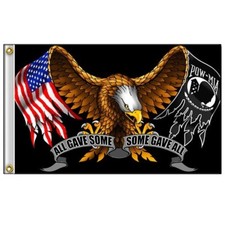 Biker Chopper Motorrad Eagle Adler Pow Mia Veteranen Flagge Fahne Banner NEU