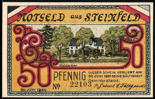 Notgeld steinfeld 1920 50 - notgeld,