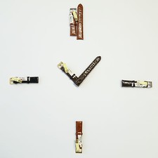 Echt Kroko Uhrenarmband Lederband, glänzend, Braun, Schwarz von Firma Herzog