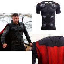 SALE Infinity War Thor Schwarzes Kurzarm T-Shirt Cosplay Kostüm Karneval S-3XL